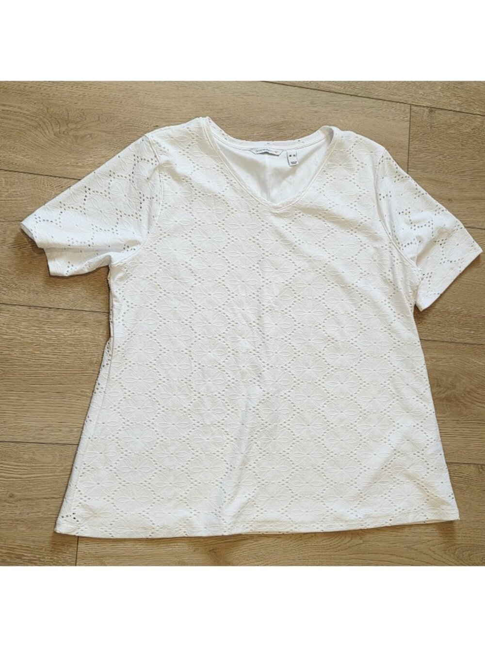 Isaac Mizrahi Live! White Eyelet Short Sleeve Top Womens XL